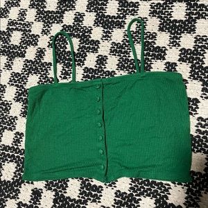 Green crop tank top